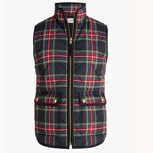 J-CREW Stuart Tartan Quilted Puffer Vest Size Medium